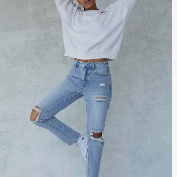 PacSun Denim - PacSun Eco Light Blue Distressed Mom Jeans NWT 26